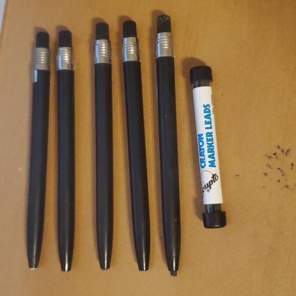 Lot of 5 Vintage Scripto Twist Crayon Marker Grrase Pencil & Lead - Picture 2 of 2